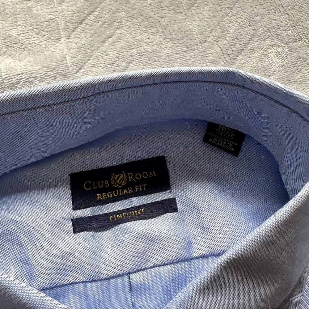Club Room Men’s Button Down Dress Shirt Light Blue Neck 16.5 - Picture 4 of 10